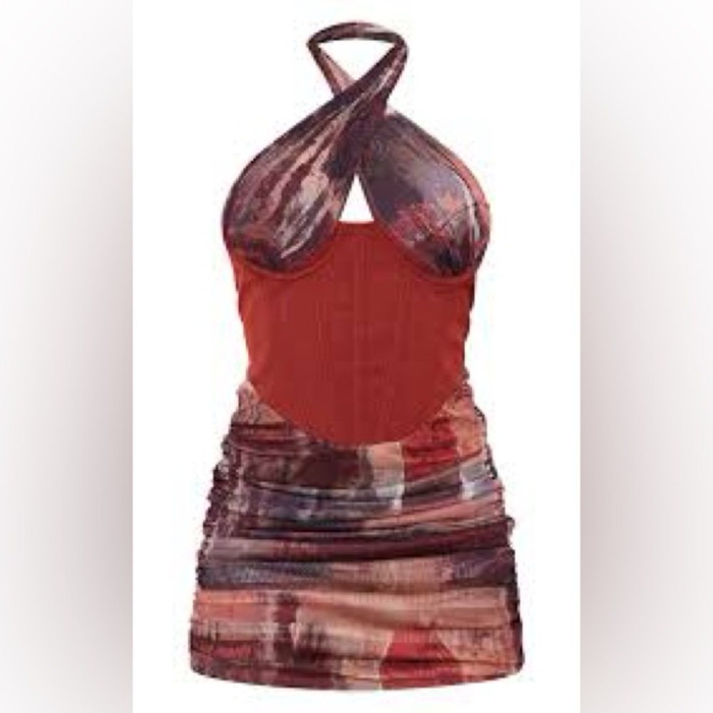 Printed Halter Neck Bodycon Dress